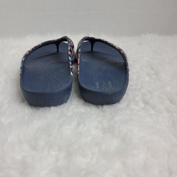 CROCS Kadee II Women's Sandals Size 9 Blue Polka Dot Graphic Thong Flip Flops - Picture 6 of 7
